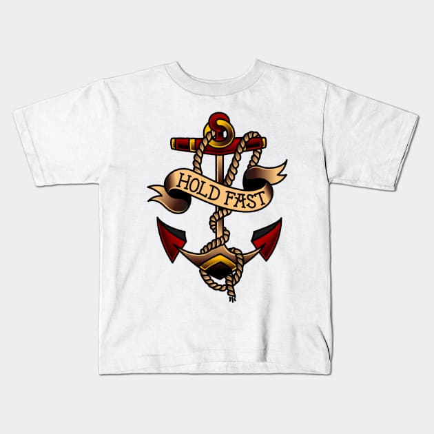 OldSalt Hold Fast Anchor Kids T-Shirt by OldSalt